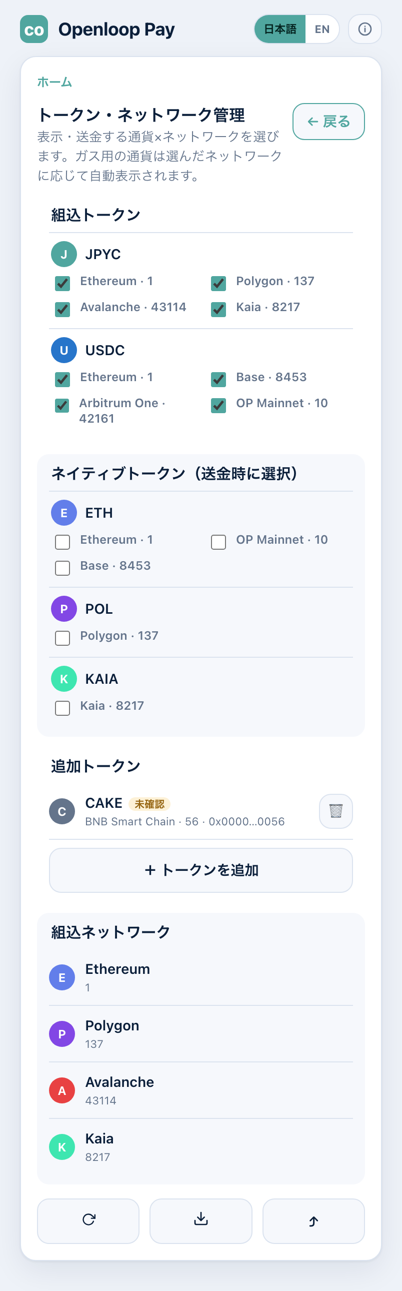 トークン・ネットワーク管理